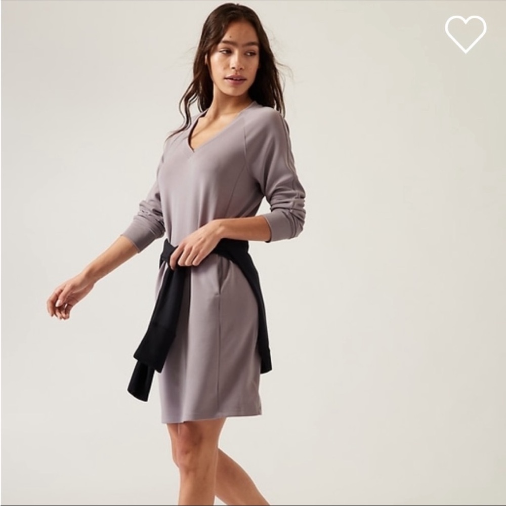 Athleta Seasoft V-Neck Sweatshirt Dress MT